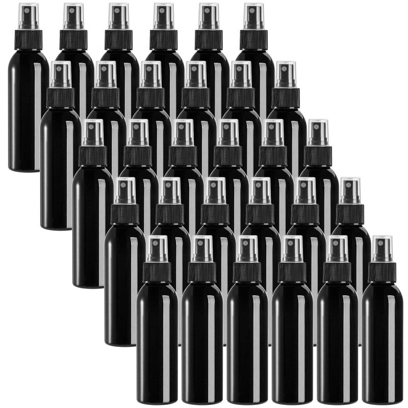 Topzea 30 Pack Black Empty Spray Bottles  4Oz Plastic Fine Mist Spraying Bottles Small Refillable Sprayer Liquid Containers Portable Misters With Cap Travel Bottle For Perfume  Cleaning  Essential Oil - Image 1