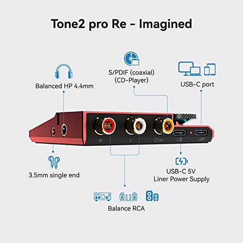 Khadas Tone2 Pro | Desktop Digital Analog Converter - Headphone Amplifier with USB-C Inputs: 3.5mm Unbalanced / 4.4mm Balanced / RCA - MQA DECODER - Image 2