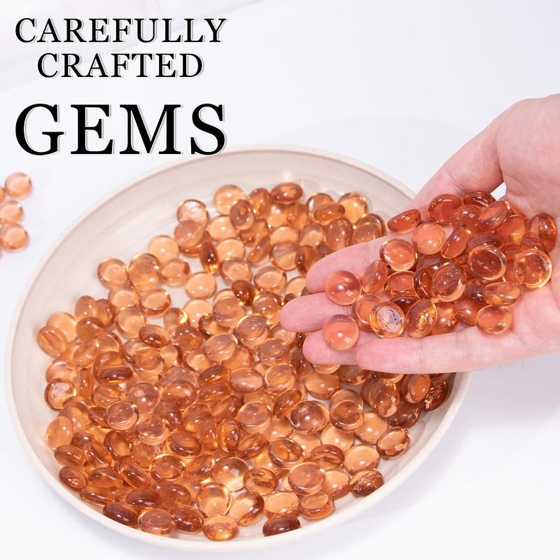 Meschett Pack of 50 Mini Glass Gemstones, Pink Mancala Stones, Marble Beads with Flat Base for Decorative Crafts at Home, Vase Filler (1.3 cm ~ 1.8 cm) - Image 2
