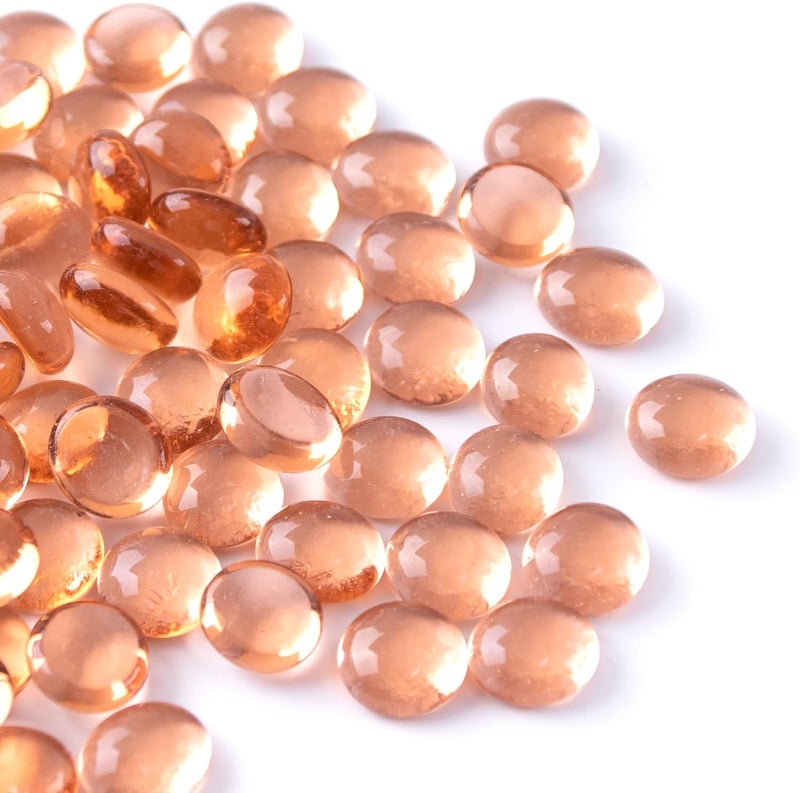 Meschett Pack of 50 Mini Glass Gemstones, Pink Mancala Stones, Marble Beads with Flat Base for Decorative Crafts at Home, Vase Filler (1.3 cm ~ 1.8 cm) - Image 1