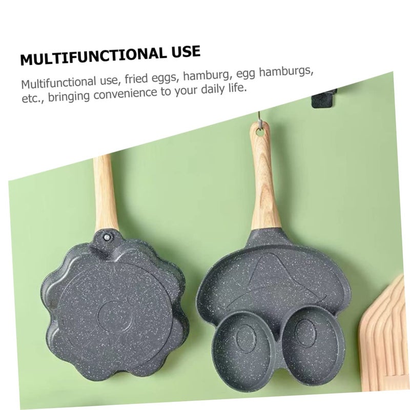 Non Stick 4 Groove Egg Frying Pan Wooden Handle Quick Breakfast Easy Cleaning - Image 4