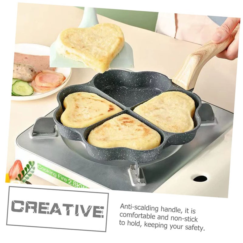 Non Stick 4 Groove Egg Frying Pan Wooden Handle Quick Breakfast Easy Cleaning - Image 5