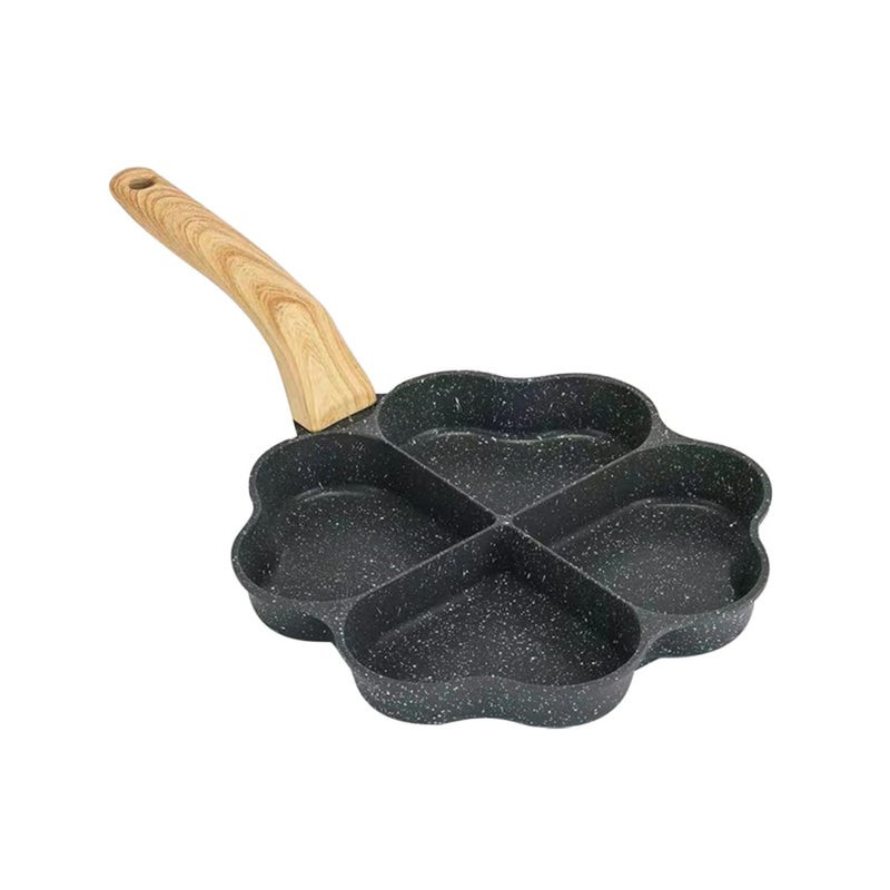 Non Stick 4 Groove Egg Frying Pan Wooden Handle Quick Breakfast Easy Cleaning - Image 2