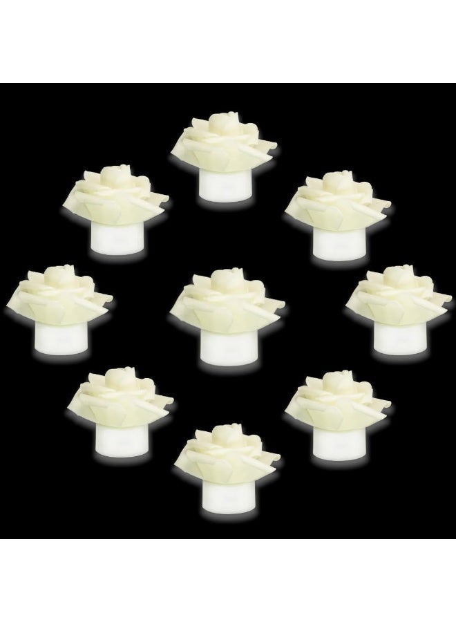 SYOSI LED Flameless Candles with Artificial Flowers, 12Pack Operated Tea Lights Candles with 1 Battery, 200+ Hour Runtime, Flickering Candles for Wedding Party Table Centerpiece, White - Image 2