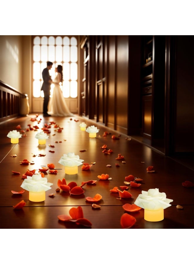 SYOSI LED Flameless Candles with Artificial Flowers, 12Pack Operated Tea Lights Candles with 1 Battery, 200+ Hour Runtime, Flickering Candles for Wedding Party Table Centerpiece, White - Image 4