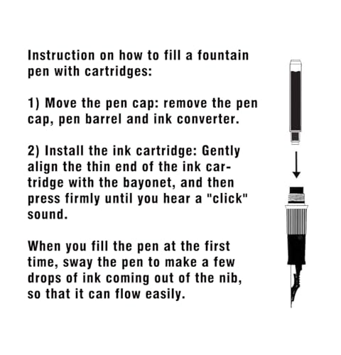 BOCIYER 60 Count Bociyer Fountain Pen Ink Refill Cartridges | Standard International Ink Cartridge | 2.6mm bore Diameter | Black Ink - Image 5