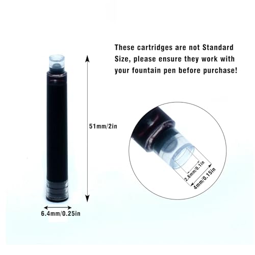 BOCIYER 60 Count Bociyer Fountain Pen Ink Refill Cartridges | Standard International Ink Cartridge | 2.6mm bore Diameter | Black Ink - Image 2