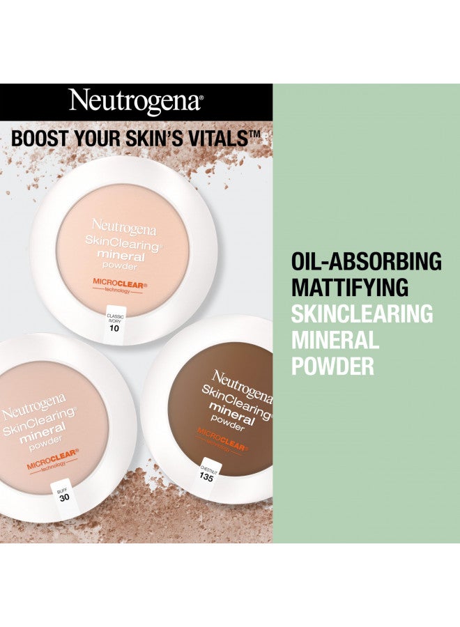 Neutrogena Neutrogena SkinClearing Mineral Acne-Concealing Pressed Powder Compact, Shine-Free & Oil-Absorbing Makeup with Salicylic Acid to Cover, Treat & Prevent Breakouts, Classic Ivory 10,.38 oz - Image 2