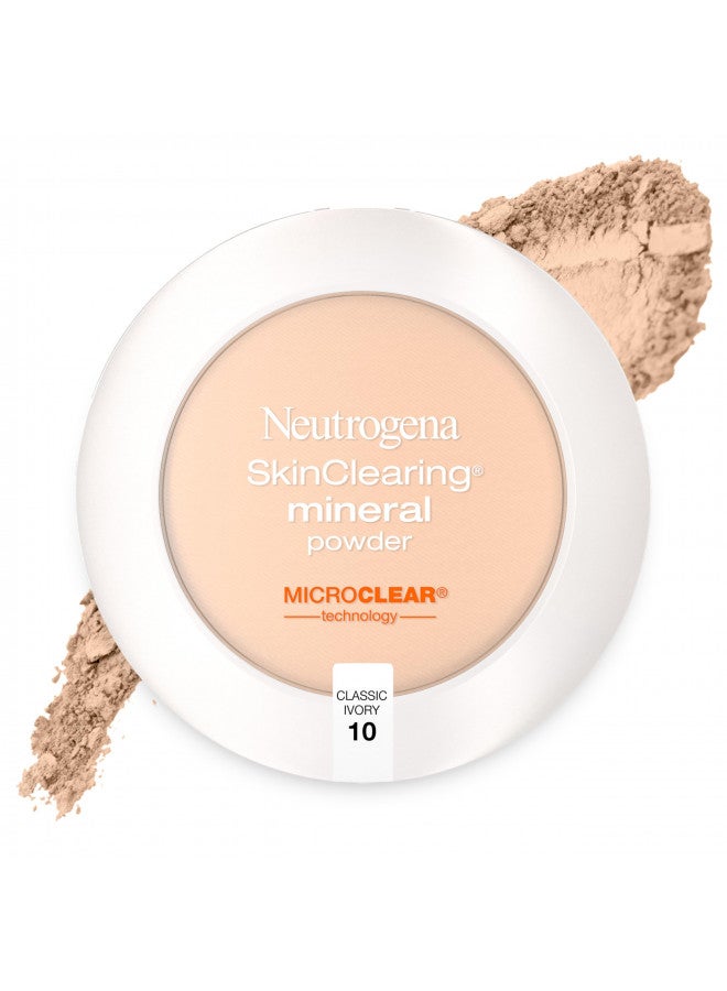 Neutrogena Neutrogena SkinClearing Mineral Acne-Concealing Pressed Powder Compact, Shine-Free & Oil-Absorbing Makeup with Salicylic Acid to Cover, Treat & Prevent Breakouts, Classic Ivory 10,.38 oz - Image 1