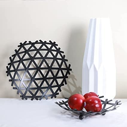 Shelzi Wire Metal Geometric Round Fruits Vegetables Basket Fruit Basket Vegetable Basket for Kitchen Egg Basket Dining Table Basket for Fruits - Image 3