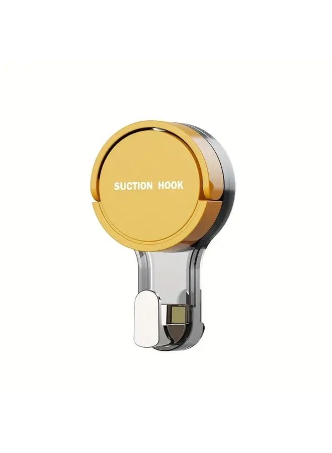 Yellow Strong Suction Cup Hook Rack No Drill Removable Wall Mount For Kitchen Bathroom - Image 1