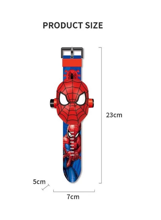 YJ Spiderman Kids Watch with 24 Spiderman Projection Pattern Cartoon Kids Digital Watch Toy with Adjustable Strap Projector Watch, 1 Piece - Image 2