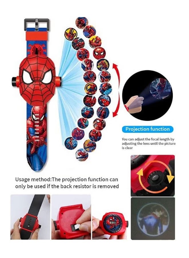 YJ Spiderman Kids Watch with 24 Spiderman Projection Pattern Cartoon Kids Digital Watch Toy with Adjustable Strap Projector Watch, 1 Piece - Image 3