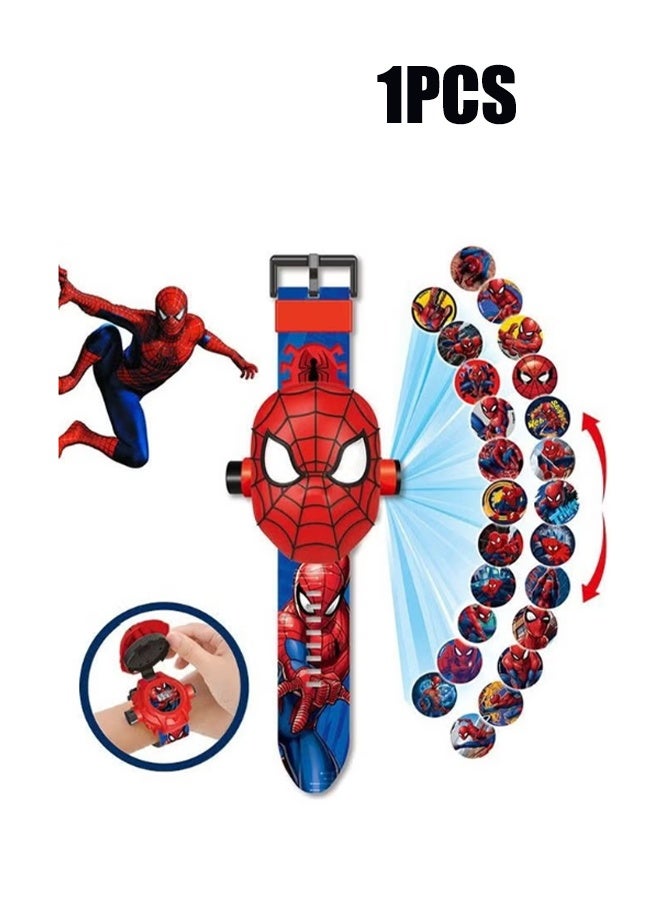 YJ Spiderman Kids Watch with 24 Spiderman Projection Pattern Cartoon Kids Digital Watch Toy with Adjustable Strap Projector Watch, 1 Piece - Image 1