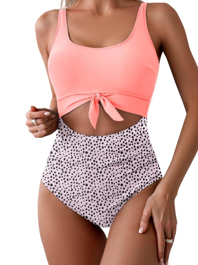 Eomenie Women's One Piece Swimsuit Tummy Control Slimming Bathing Suit Cutout Tie Knot Swimwear - Image 1