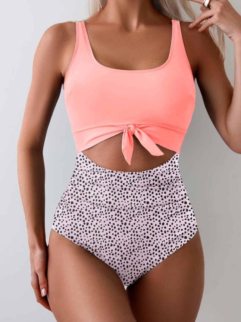 Eomenie Women's One Piece Swimsuit Tummy Control Slimming Bathing Suit Cutout Tie Knot Swimwear - Image 2