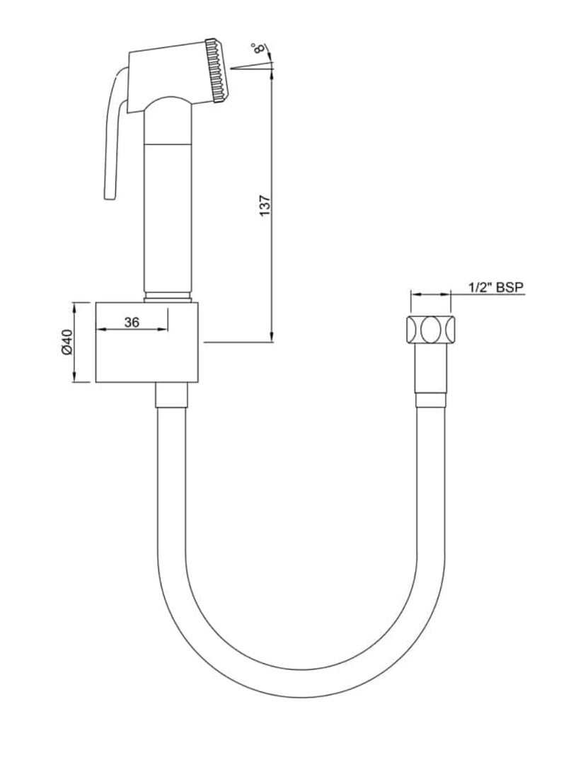 Jaquar ALD-CHR-563 PVC Hand Shower With Tube & Wall Hook, Silver - Image 2