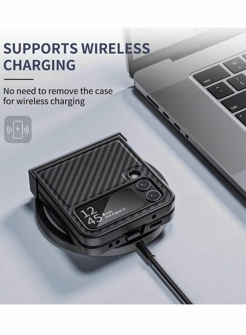 Excefore KATWAVE for Samsung Galaxy Z Flip 4 Case with Hinge Protection, Luxury Business Ultra-Thin Hard PC Shockproof Protective - Image 5