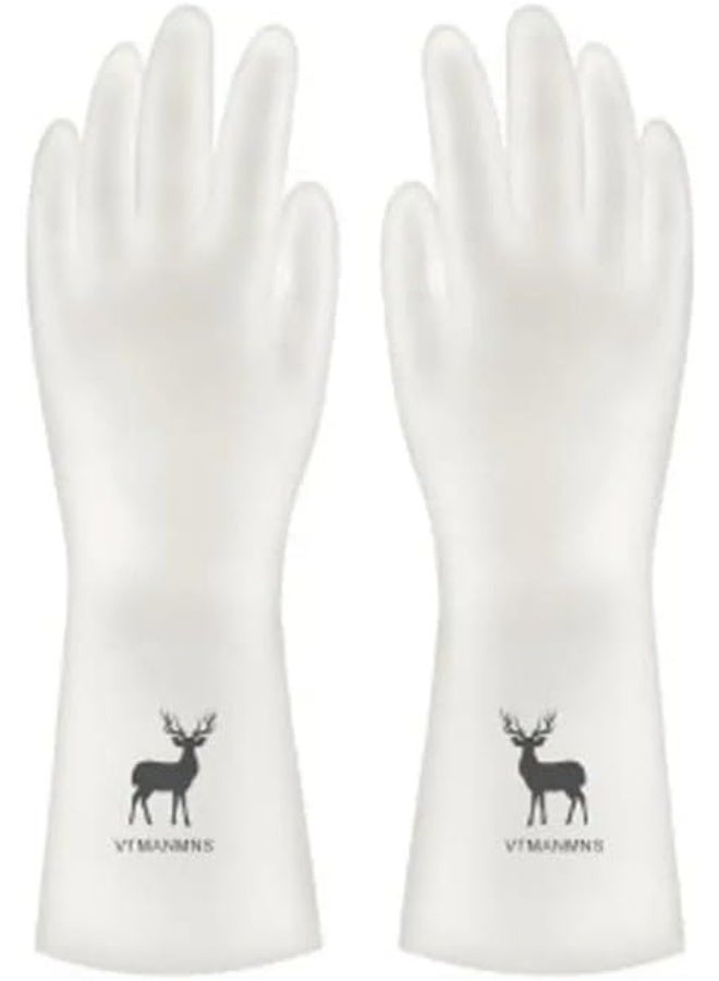 قفازات مطاطية بيضاء بشعار غزال، طويلة - Image 1