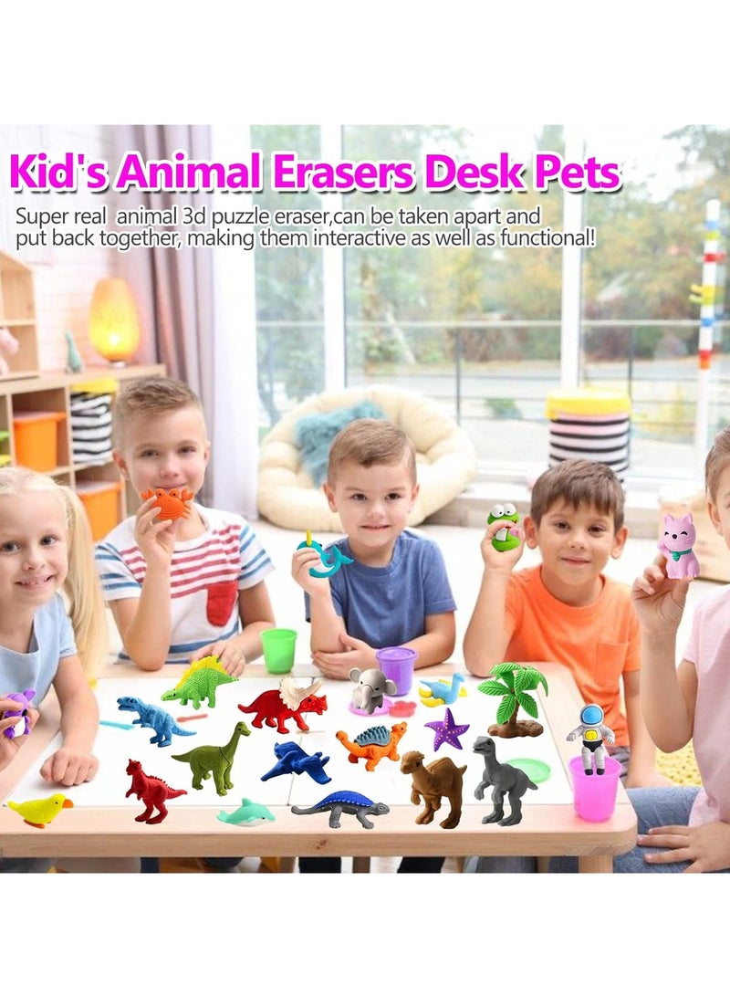 SYOSI Animal Erasers, Animal Erasers Desk Pets for Kids Animal Pencil Erasers Puzzle Erasers Take Apart Eraser Toys for Christmas Birthday Party Gifts, Ocean Sea Animal - Image 4