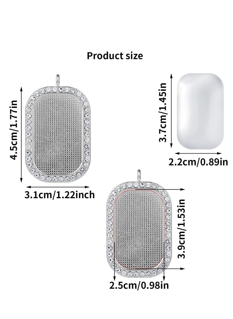 كاست ويف مجموعة صينية إطار من أحجار الراين للتسامي، 10 قطع من إعدادات الإطار المعلق، وصواني إطار من أحجار الراين و10 قطع من الكابوشون الزجاجي، وقلادة فارغة من أحجار الراين لصنع المجوهرات بنفسك - Image 4