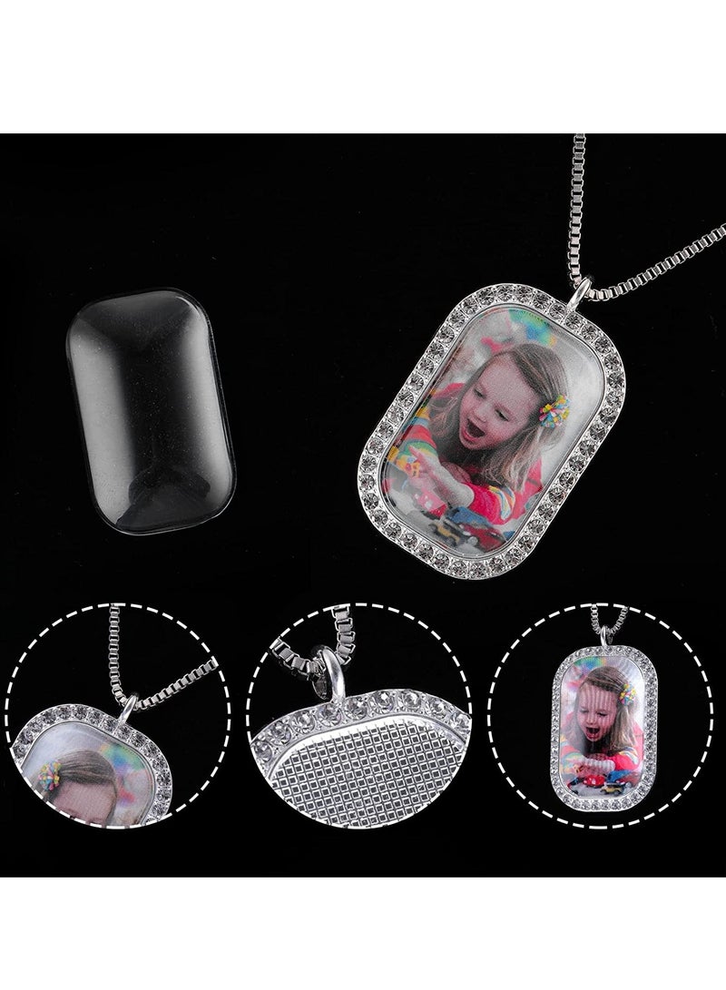 كاست ويف مجموعة صينية إطار من أحجار الراين للتسامي، 10 قطع من إعدادات الإطار المعلق، وصواني إطار من أحجار الراين و10 قطع من الكابوشون الزجاجي، وقلادة فارغة من أحجار الراين لصنع المجوهرات بنفسك - Image 2