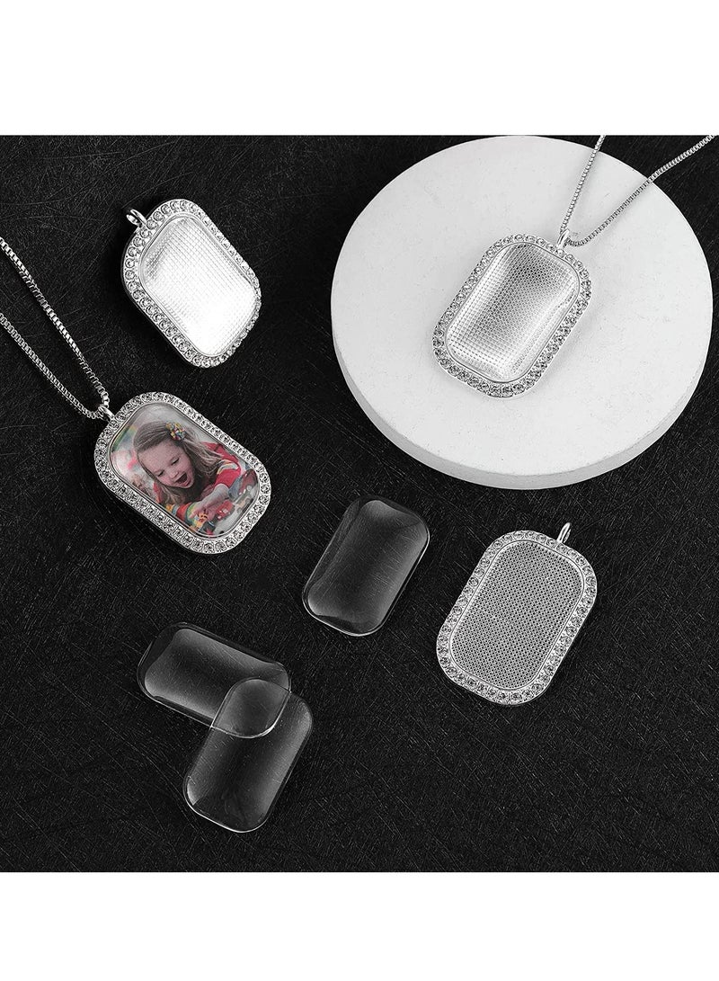 كاست ويف مجموعة صينية إطار من أحجار الراين للتسامي، 10 قطع من إعدادات الإطار المعلق، وصواني إطار من أحجار الراين و10 قطع من الكابوشون الزجاجي، وقلادة فارغة من أحجار الراين لصنع المجوهرات بنفسك - Image 3