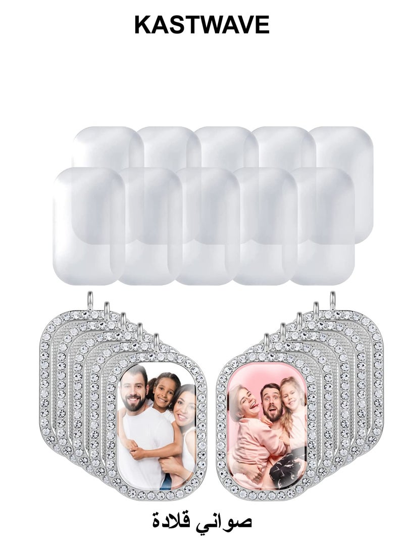 كاست ويف مجموعة صينية إطار من أحجار الراين للتسامي، 10 قطع من إعدادات الإطار المعلق، وصواني إطار من أحجار الراين و10 قطع من الكابوشون الزجاجي، وقلادة فارغة من أحجار الراين لصنع المجوهرات بنفسك - Image 1