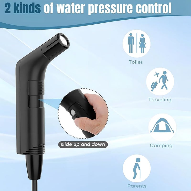 Bentifar Portable Travel Bidet Sprayer Electric with 2.3 L Water Tank, Rechargeable Handheld Bidet Kit with Dual Pressure Modes for Toilet, Personal Cleaning, Baby Care, Postpartum & Camping - Image 2
