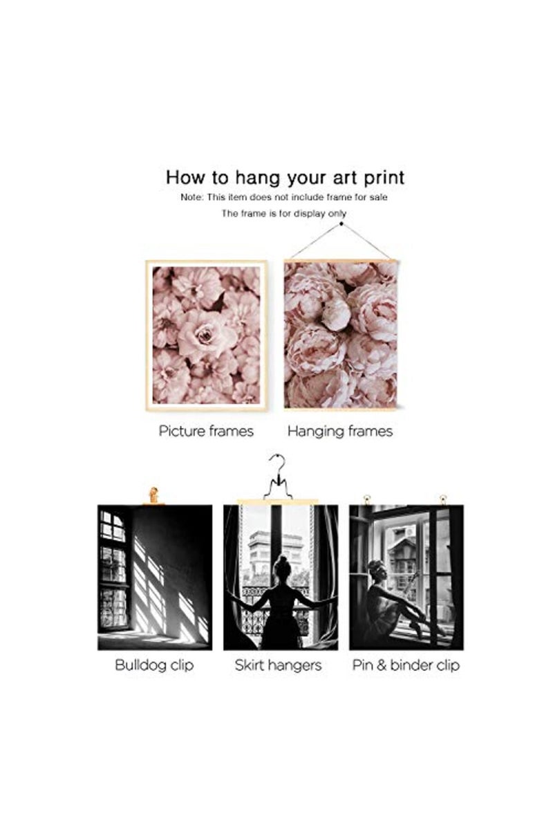 HoozGee Fashion Wall Art Prints Set of 6 Black and White Art Pink Roses Flower Wall Art Floral Trendy Posters Prints Canvas Art Pictures Bedroom Decor for Girls Room Decor (8"x10" UNFRAMED) - Image 4