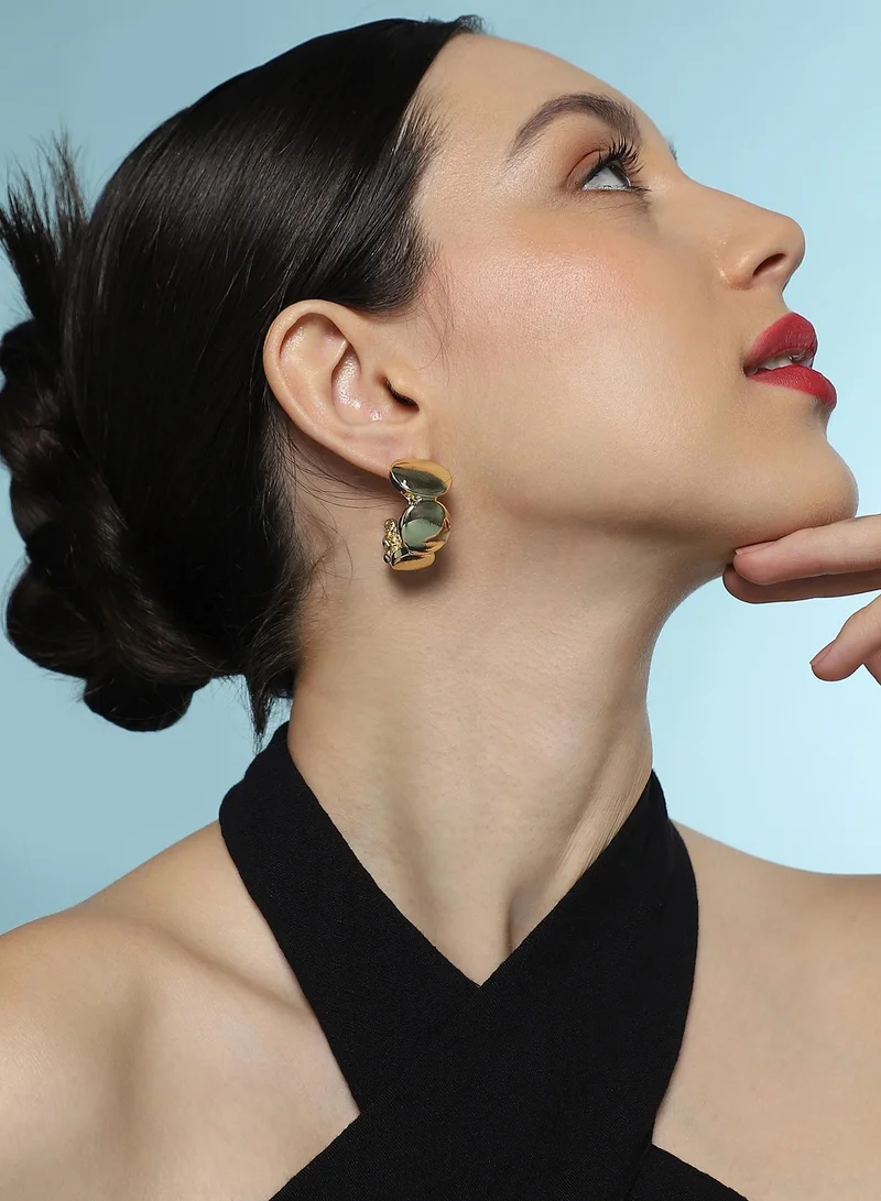 SOHI SOHI Women The Orb Hoop Earrings | California  Colour | One-Size | Metallic Alloy Material | Push Back Closure | Half-Hoop Earrings For Casual & Evening Wear