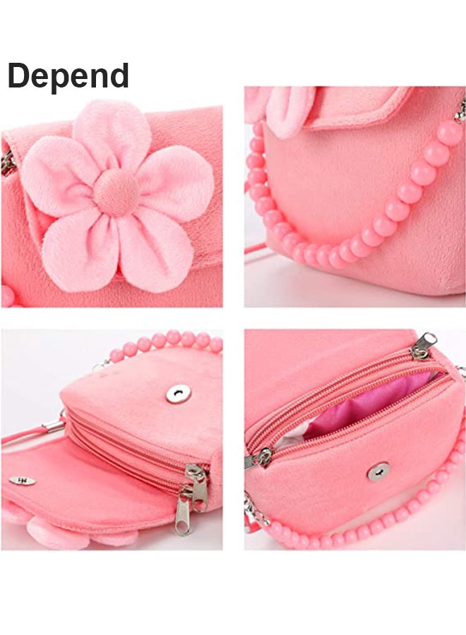 Depend Kids Jewelry Little Girls Plush Handbag Necklace Bracelet Ring Hair Clips Set Game of Children, Baby Girls Games Jewelry Party Favors Gift for Dress up Pretend Play  - Image 5