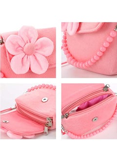 Depend Kids Jewelry Little Girls Plush Handbag Necklace Bracelet Ring Hair Clips Set Game of Children, Baby Girls Games Jewelry Party Favors Gift for Dress up Pretend Play  - Image 5