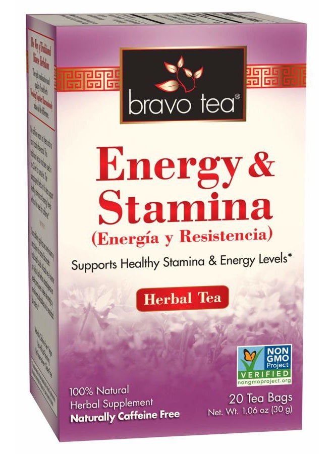 Bravo Teas شاي الأعشاب للطاقة والتحمل خالي من الكافيين، 20 كيس شاي - Image 1