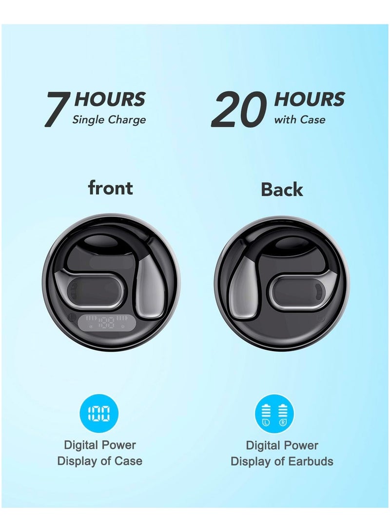 Open Ear Headphones True Wireless Headset Bluetooth 5.4, Air Conduction Earbuds with Noise Cancelling Microphone, 16.2mm Drivers, Clear Calls, Sports Workout, Compatible with iPhone and Android - Image 5