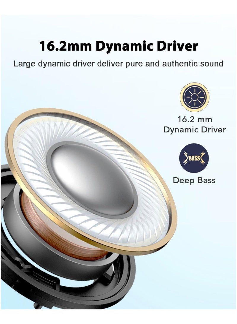 Open Ear Headphones True Wireless Headset Bluetooth 5.4, Air Conduction Earbuds with Noise Cancelling Microphone, 16.2mm Drivers, Clear Calls, Sports Workout, Compatible with iPhone and Android - Image 3