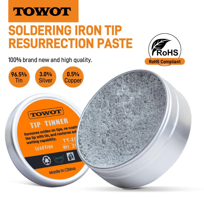 TOWOT Tip Tinner For Electronics Soldering, Iron Tip and Re-Tinning Solution, Removes Oxidation, 20g - Image 3