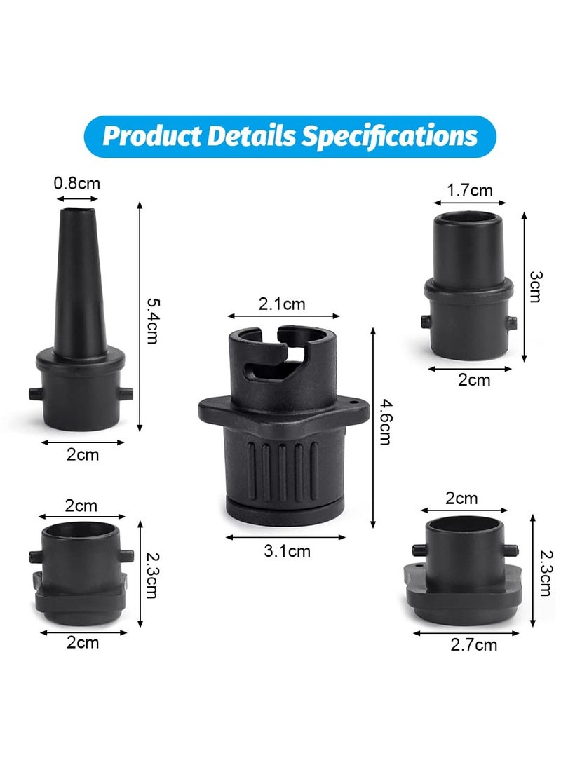 5 Pcs Inflatable Boat Air Pump Adaptors, Multifunctional Air Pump Converter Kit, Standard Conventional Air Pump for Kayak, Stand Up Paddle Board, Inflatable Bed, Inflatable Dinghy - Image 2