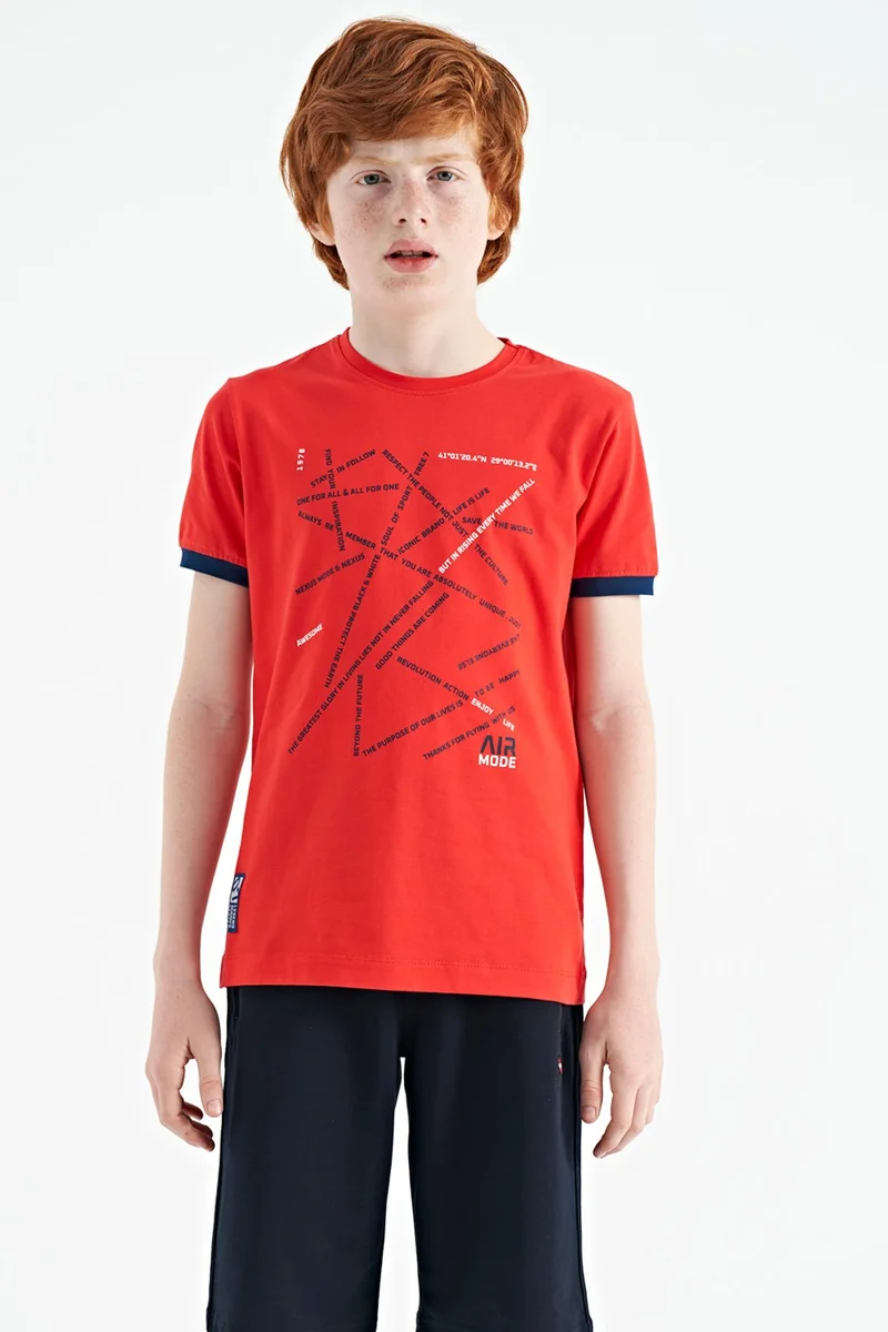 Tommy Life Fiesta Minimal Text Printed Standard Pattern O Neck Boy T-Shirt - 11132