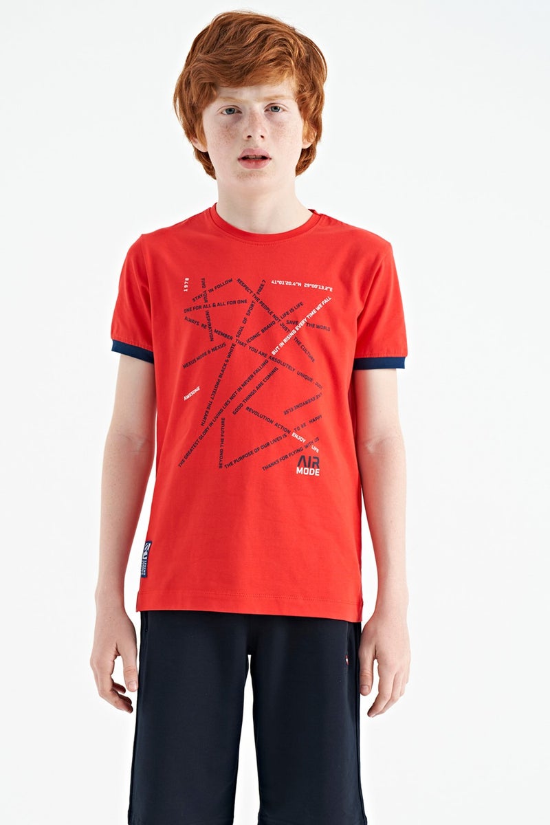 Tommy Life Fiesta Minimal Text Printed Standard Pattern O Neck Boy T-Shirt - 11132 - Image 1