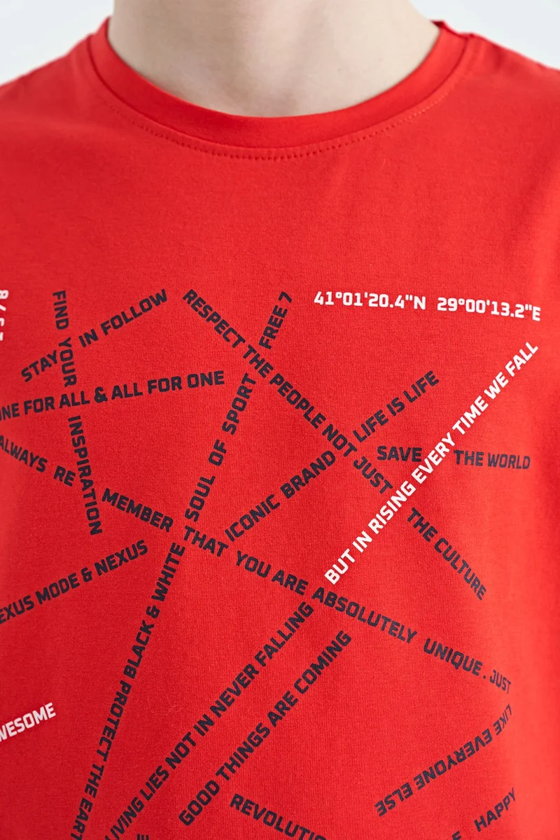 Tommy Life Fiesta Minimal Text Printed Standard Pattern O Neck Boy T-Shirt - 11132