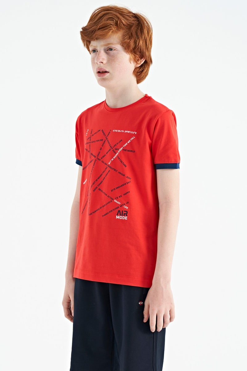 Tommy Life Fiesta Minimal Text Printed Standard Pattern O Neck Boy T-Shirt - 11132 - Image 5