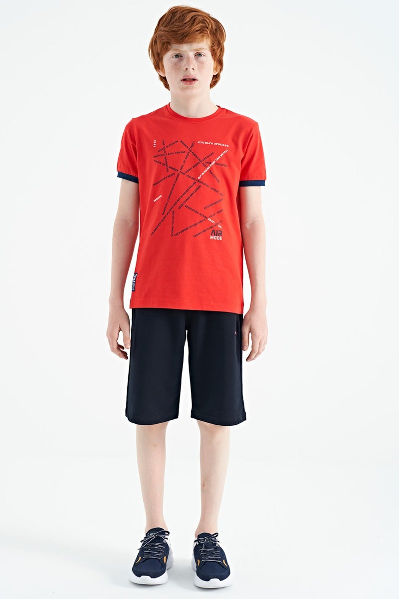 Tommy Life Fiesta Minimal Text Printed Standard Pattern O Neck Boy T-Shirt - 11132 - Image 3