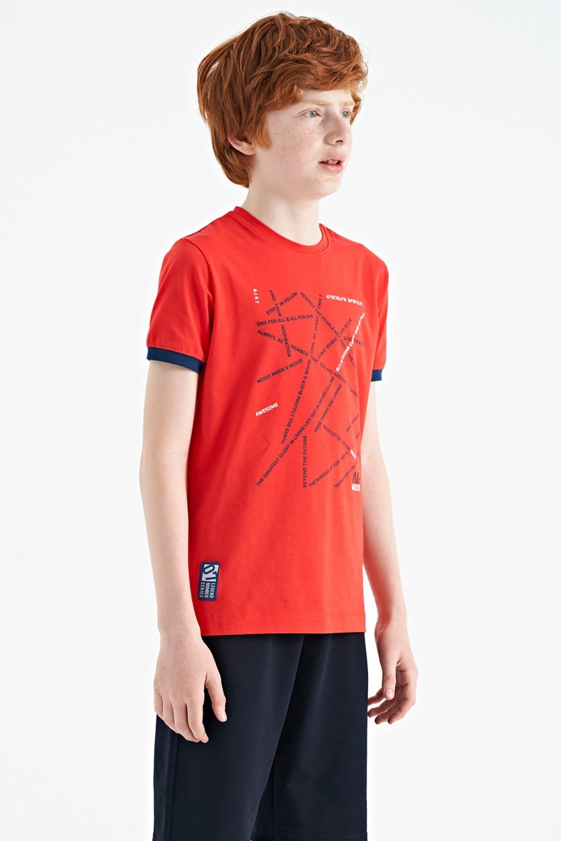 Tommy Life Fiesta Minimal Text Printed Standard Pattern O Neck Boy T-Shirt - 11132 - Image 4
