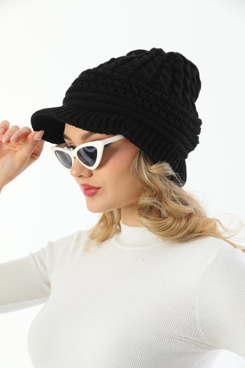 Elif Iç Giyim Elif Underwear Peaked Double Layer Knitted Knitted Beret  - Image 5