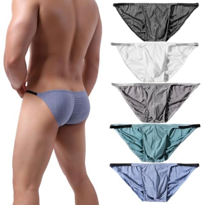 Summer Code Men's Sexy Briefs Elastic Ruched Back Bikini Underwear Pack - Image 1