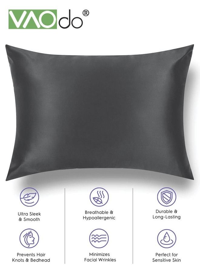 VAOdo - 4PCS Pillowcase for Hair and Skin Vegan Silk Pillowcase Set 2 Satin Pillowcases 1 Eye Mask 1 Scrunchie-Luxury Sleep Set Leopard Black - Image 1