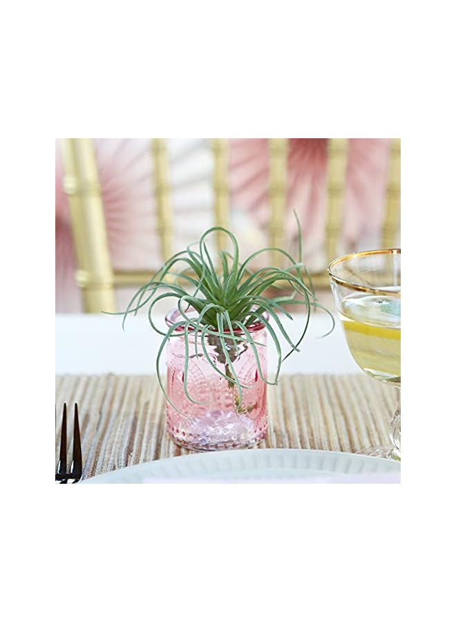 S-TOP Vintage Glass Tea Light Holder (Set of 4), Pink - Image 3