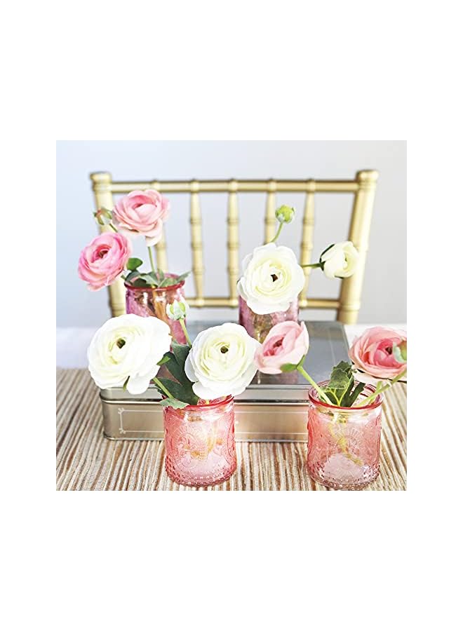 S-TOP Vintage Glass Tea Light Holder (Set of 4), Pink - Image 2