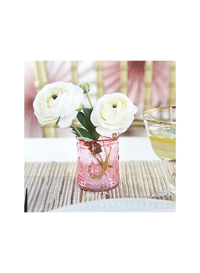 S-TOP Vintage Glass Tea Light Holder (Set of 4), Pink - Image 4